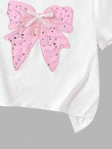 SHEIN ChillGRL Bộ 2 món cho bé gái tuổi teen: Áo tay ngắn thêu nơ dễ thương kiểu đường phố và quần cargo nhiều túi. - Hồng - Xem 7