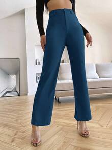 Siren Gaze Solid High Rise Tailored Pants In Fall/Winter - Blue - View 1