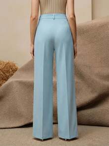Anewsta Women's Modern Fashion Faux Pearl Embellished Suit Pants For Commuting - Baby Blue - View 4