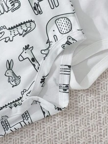 Loomiva 4pcs/Set Cute Casual Solid Color Knit Bodysuit For Baby Boys/Girls, Suitable For Summer Graphic Fall - Multicolor - View 5