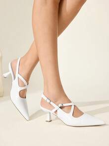 CUCCOO CHICEST Women's Pointed Toe Buckle Design Everyday Versatile Fashion High Heels - White - View 1