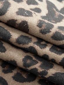 Grunge Punk Y2K Vintage Leopard Print Loose Fit Flared Leg Women Jeans - Brown - View 4