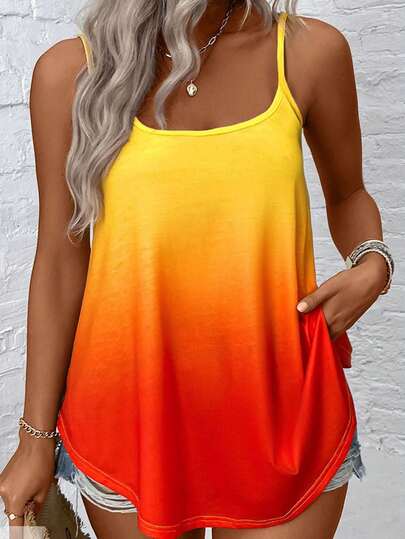 EMERY ROSE Plus Size Women Summer Vacation Casual Ombre Camisole