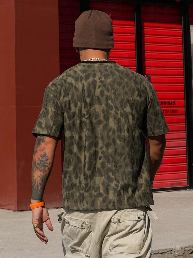 Men's Casual Camouflage Round Neck Short Sleeve T-Shirt, Summer