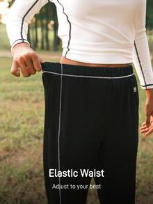 SHEIN In My Nature Women's Outdoor Sweatpants & Joggers, Loose And Comfortable, With Side Pockets And Contrast Color Stitching, Suitable For Gym, Hiking And Running. - Black - View 7
