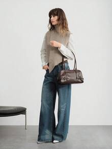 SHECARRY Women's Buckle Design Casual Versatile Shoulder Bag For Daily Use - Mocha Brown - View 8