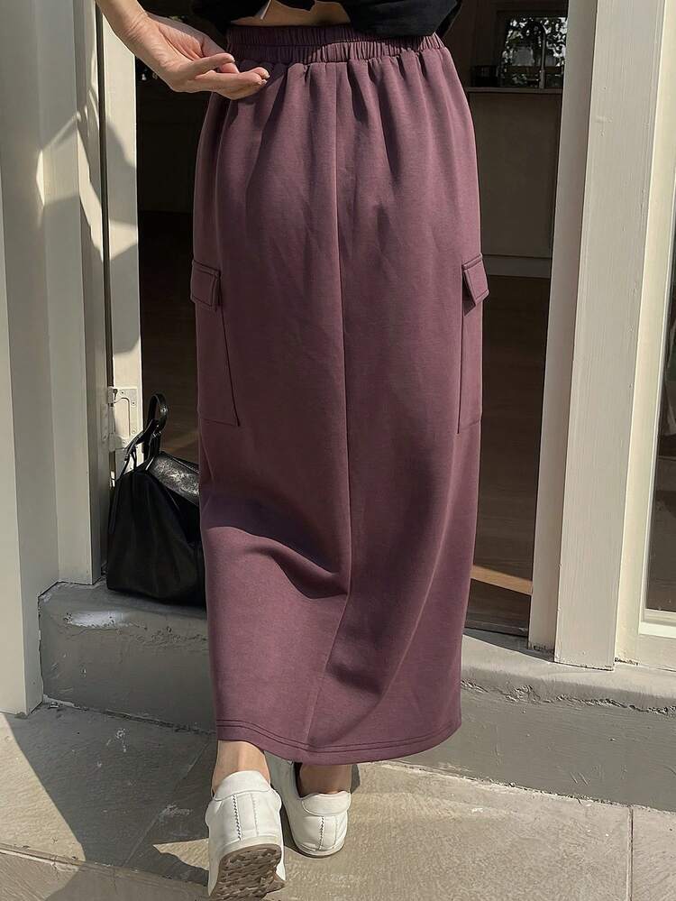 Women's Casual Fashion Street Style Everyday Commute Solid Color Flap Pocket Cargo Mini Skirt
