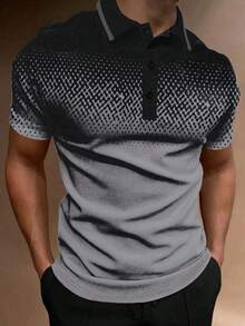 Manfinity Homme Men Plus Geo Print Polo Shirt - Grey - View 1