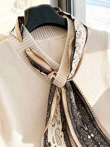 GlowEve Elegant Design Women's Scarf Necktie Knitted Vest - Khaki - View 4