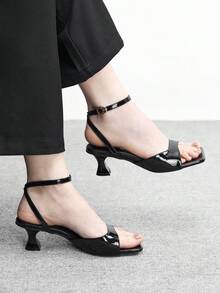 CUCCOO BIZCHIC 2025 New French Square Toe Strap Buckle Sandals, Women's Stylish Chic Sexy Thin High Heels Valentine's Day - Black - View 1