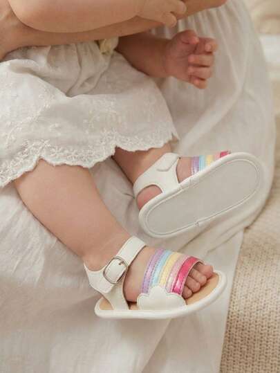 Cozy Pixies Cute Rainbow White Cloud Baby Outdoor Sandals