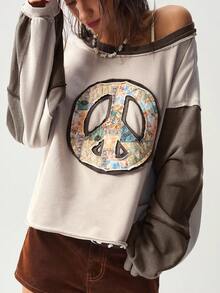 Bohemela Fashionable Regular Length Pullover In Apricot With Drop Shoulder Sleeves Hippie Clothes For Women - Apricot - View 5