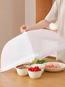 1pc Large Foldable Food CoverAnti-Fly Kitchen & Outdoor Camping Mesh Tent - White - View 2