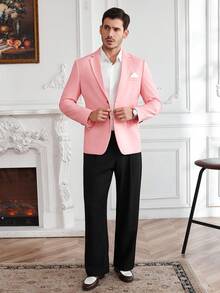 Core Aspect Men's Business/Commute/Party Pink Suit Jacket,Pink Casual Suit Jacket For Men, Spring And Summer Business Casual Single-Piece Jacket For Men, Pink Suit Jacket For Business Casual, Party Commuting, Multi-Scenario Single-Piece Jacket,Wedding Season Valentine's Day Important Formal Occasion Suit Jackets Pink Formal For Men - Pink - View 7