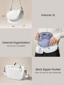GLOWMODE 1.5 L  Easy  Commute  Water-Resistant  Shoulder  Strap  Bag  With  Clippable  Nano  Pouch  Daily  Casual  Valentine's  Day - milky white - View 4
