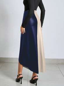 SHEIN Tall Frenchy A Line Skirt With Earthy Tones - Multicolor - View 2