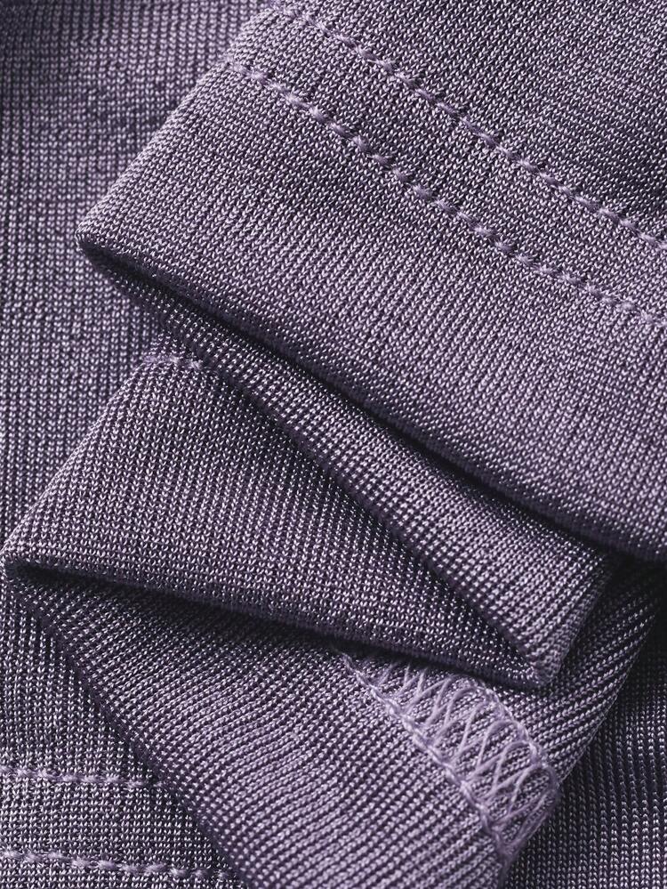 Shiny Knit Fabric Gathered Waist Top & Loose Drawstring Pants Women's Pajama Set
