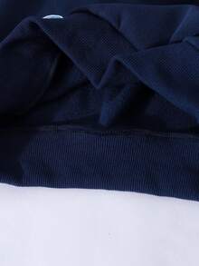 Sparklyn Bộ 2 món cho bé gái tuổi teen, gồm áo croptop dài tay dáng rộng và quần ống thẳng, thích hợp mặc hàng ngày vào mùa xuân, thu và đông, có thêu và đính họa tiết. - Màu xanh hải quân - Xem 8