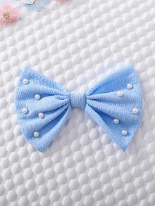 SHEIN 女童无袖T恤连体裤，饰有串珠蝴蝶结，时尚不对称设计，简约别致，适合外出、聚会、度假和休闲场合。 - 藍色 - 查看 8