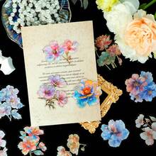 30张3D烫金激光PET贴纸，花卉植物图案，适用于日记本、剪贴簿、背景装饰 - 随机款式发货 - 彩色 - 查看 2