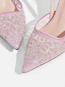 CUCCOO TILAWA Women's Fashionable Elegant Party Rhinestone Decorated Pumps - Pink - View 5