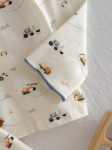 Loomiva 2件套男婴卡通汽车图案翻领长袖开衫衬衫和松紧腰裤套装 - 藍白色 - 查看 4