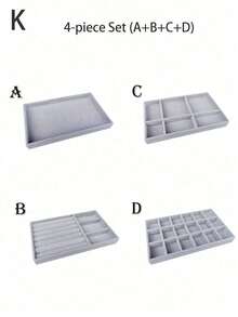 Fashion Ring Box Stud Earrings Ornament Storage Box Without Lid Dust, Simple Jewelry Display Storage Tray For Home, Gift For Valentine's Day - Grey - View 13