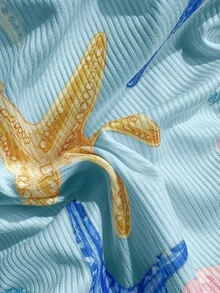 Swim Mod Bộ bikini 2 mảnh dành cho nữ, kiểu dáng tam giác buộc dây cổ yếm, họa tiết sao biển, thích hợp cho đi bơi dạo chơi hoặc du lịch. - Nhiều màu - Xem 5