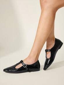 CUCCOO CHICEST Bailarinas de hebilla versátiles y de moda para el día a día - Negro - Ver 4