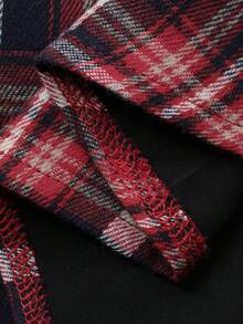 DAZY Spring Red Plaid Fabric Loose Men's Shacket Vacation - Red - View 8