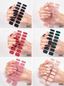 Bộ 12 tờ giấy dán móng tay màu trơn, 16 miếng dán móng tay, nhiều màu sắc khác nhau, tự dính, dễ dán, kiểu Gothic, phủ kín toàn bộ, lấp lấp lánh, phù hợp với móng đen, trắng, đỏ, xanh lá cây, hồng, màu sâm panh. Tặng kèm 1 dũa móng tay. - Nhiều màu - Xem 3