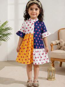 SHEIN Đầm dự tiệc dáng rộng, họa tiết hoa, phối nhiều mảnh, thích hợp cho bé gái. - Nhiều màu - Xem 3