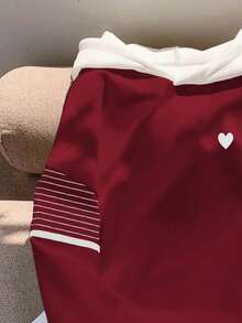 Resyla 女士条纹爱心印花撞色卫衣 - 彩色 - 查看 4