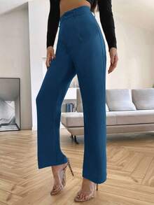 Siren Gaze Solid High Rise Tailored Pants In Fall/Winter - Blue - View 3