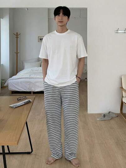 DAZY Conjunto de camiseta de verano y ropa de estar en casa multicolor para hombres