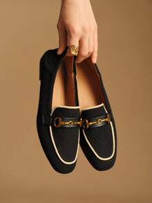 Rosivie Retro Schnallen Dekor Flache Schuhe für Frauen, vielseitig & elegant, Frühling/Sommer, Britischer Stil für Weihnachten - Schwarz - Übersicht 3