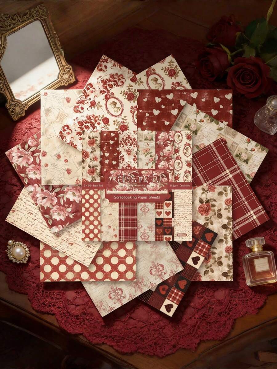 24张DIY相册、剪贴簿、日记材料纸、卡片制作背景纸，6英寸单面图案纸 - 彩色 - 查看 1