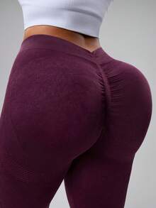Rhythm Era Quần legging ống loe xếp ly, rách nhẹ, co giãn, thời trang, cỡ lớn. - Màu tím - Xem 5