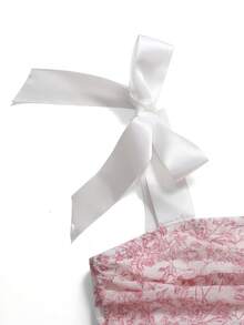 Girlism Tween Girls Floral Print Ribbon Bow Strap Elegant Dress Cute Dress Lolita Dress Kawaii Dress Garden Party Dress - Multicolor - View 3