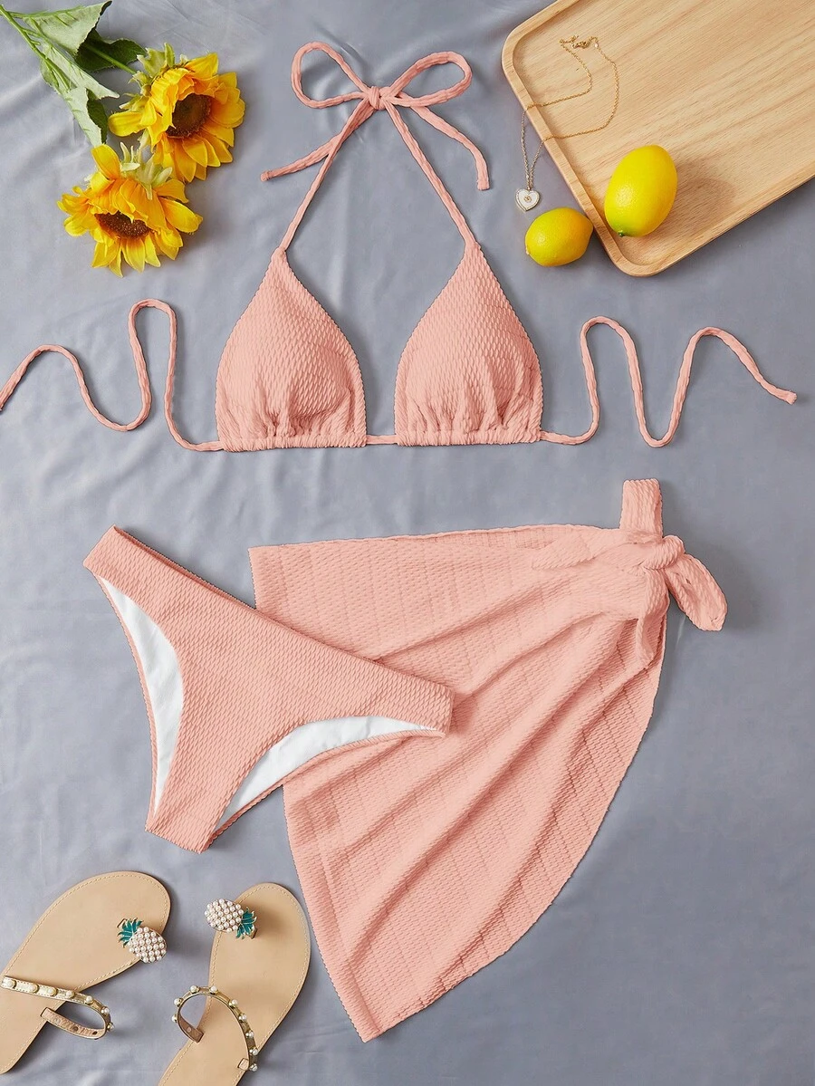 Swim Vcay Bikini de un solo color - Rosa - Ver 1