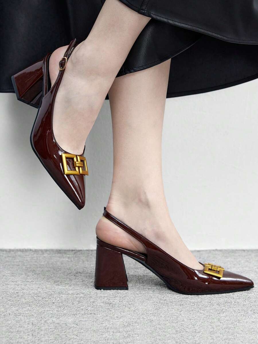 CUCCOO BIZCHIC Sepatu Hak Tebal Klasik Wanita Warna Burgundy, Serbaguna untuk Beraktivitas, Kencan, Pesta, Liburan, Pernikahan, Natal, Hari Valentine, dan Musim Semi. - Rust Brown - View 1