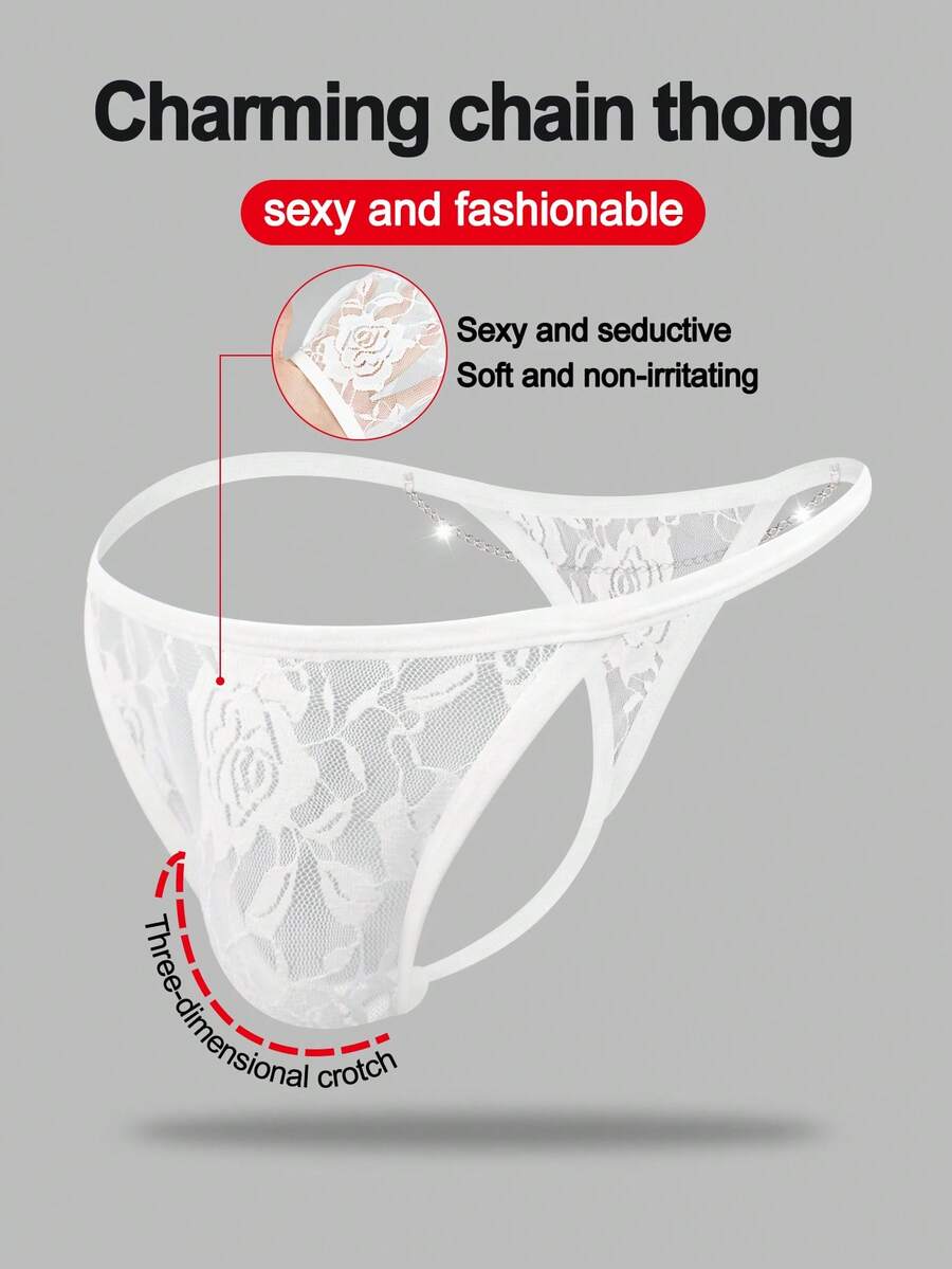 DrisQ 1pc Fashionable Alluring White Lace Charm Waist Chain Men's Sexy Lingerie - White - View 1