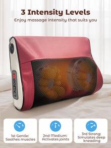 Teckwe Lower Back Neck Massager With Heat, 3 D Kneading Massage Pillow For Back Neck Shoulder Leg, Body Relax At Home Office And Car, Massage Vibrator, Ideal Gift For Men Women-EU Plug - EU C Type Plug(220-240V) - View 3