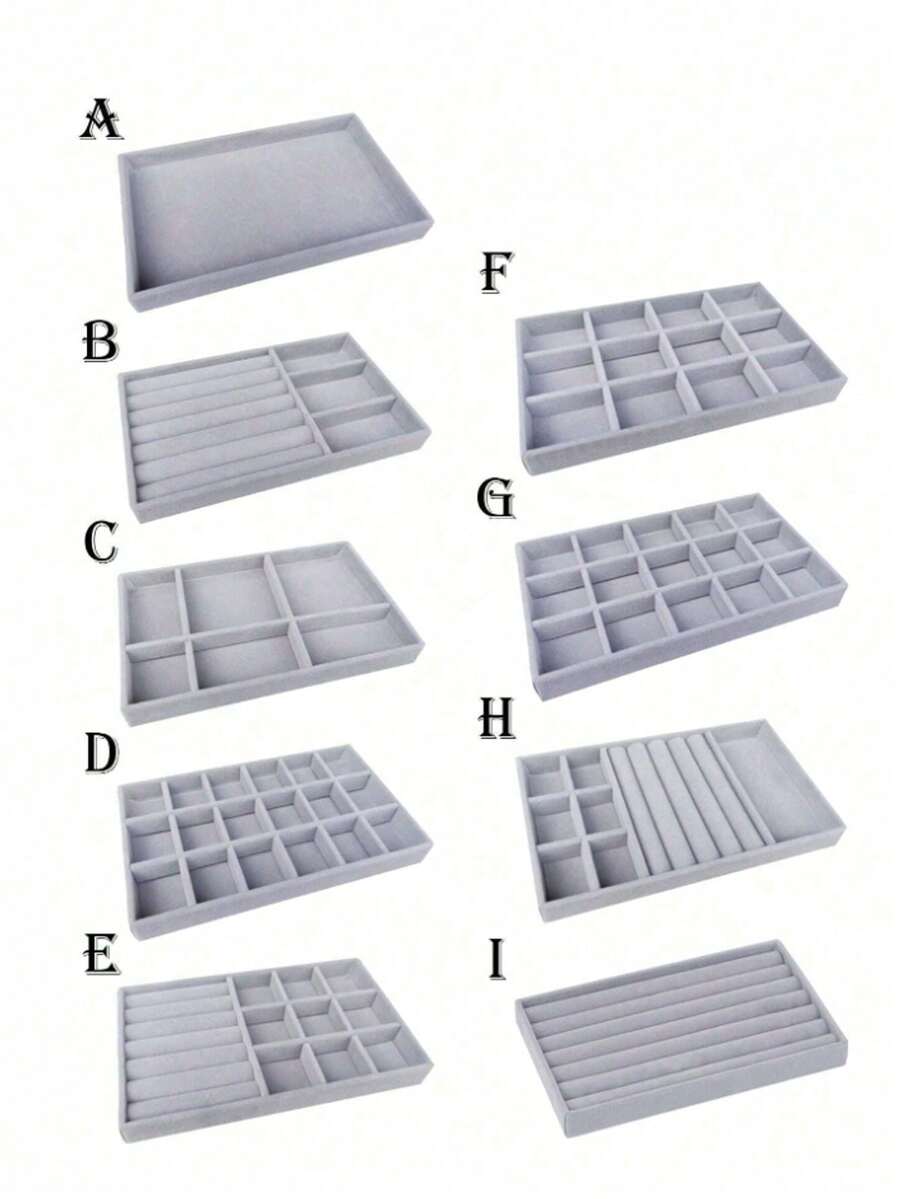 Fashion Ring Box Stud Earrings Ornament Storage Box Without Lid Dust, Simple Jewelry Display Storage Tray For Home, Gift For Valentine's Day - Grey - View 1