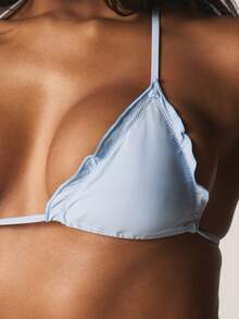 MISSGUIDED 扇形边三角比基尼上衣，系带露背吊带夏季沙滩泳装 - 藍色 - 查看 4