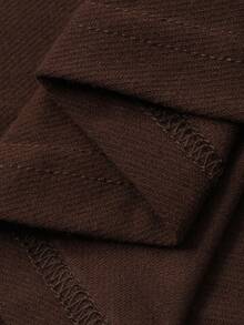 DAZY Top à col roulé manches longues slim fit marron patchwork de couleur unie pour femmes, convient pour l'automne et le printemps - Tabac - Voir 3