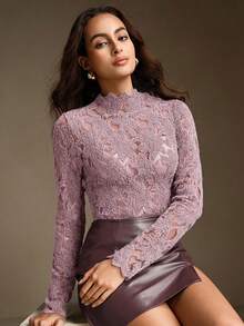 Anewsta 1 chiếc áo thun dài tay co giãn, màu trơn, kiểu dáng thanh lịch dành cho nữ. - Hồng - Xem 7