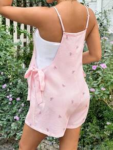 SHEIN Pregnant Women Striped & Bow Print Casual Jumpsuit