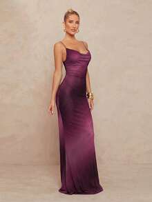 Lumalex 女士露肩休闲通勤连衣裙 - 紫色 - 查看 4