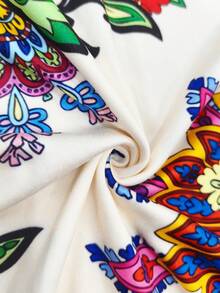 Resyla Camiseta de mujer de manga corta con cuello redondo, estampado floral y de uso versátil - Multicolor - Ver 4